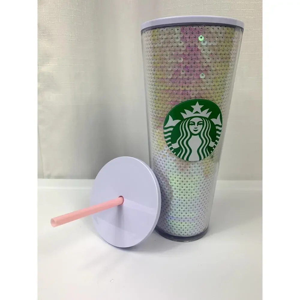 STARBUCKS Multicolor Sequin Cold Cup Tumbler Cold Drink 24 Oz. 2020